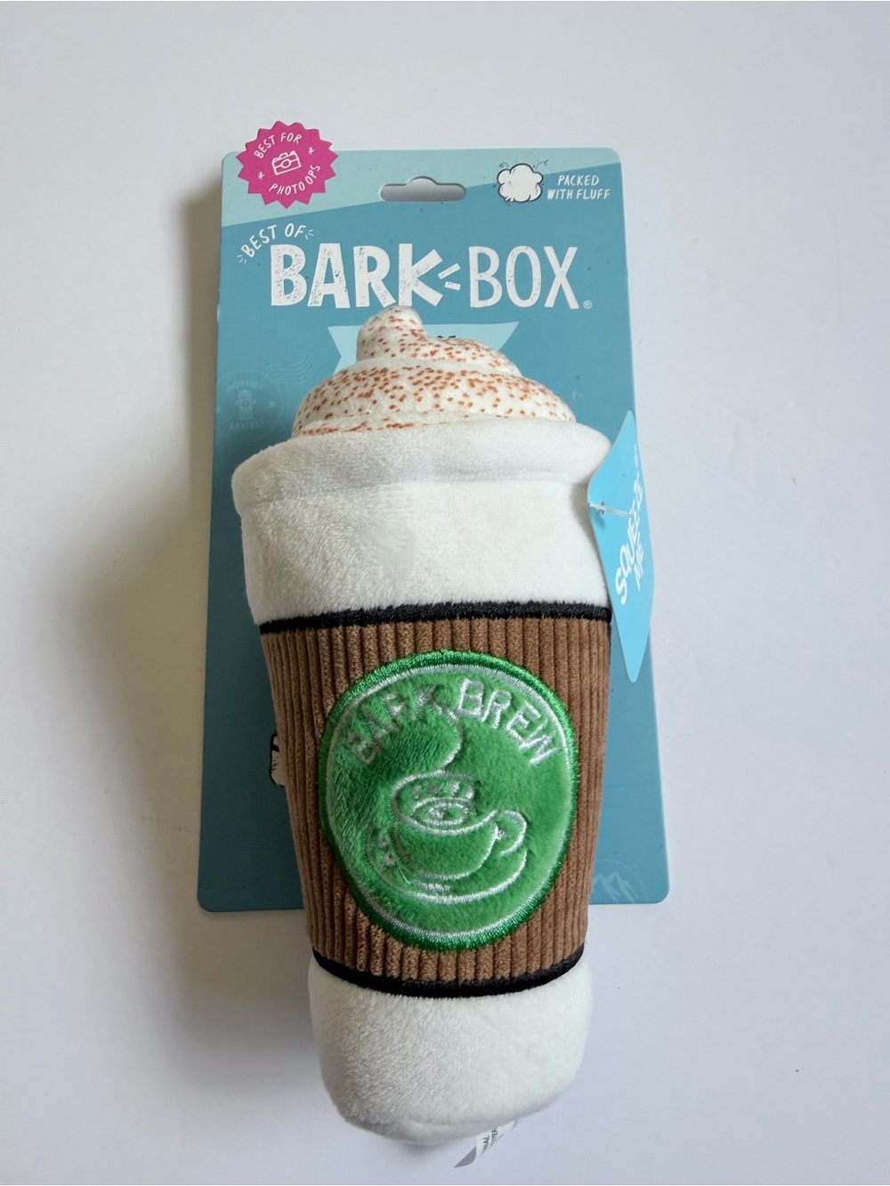 Bark box’s Plush Coffee Cup Dog Toy - Cream & Brown